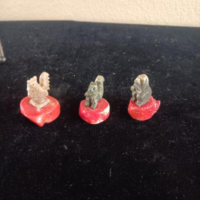 MINIATURE MARBLE ANIMALS MOUNTED ON CORAL
