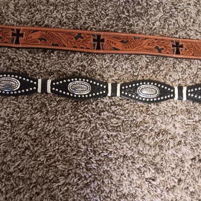 LADIES LEATHER BELTS WITH 2 BUCKLES