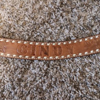 2 LEATHER BELTS WITH 2 MONTANA SILVERSMITH BELT BUCKLES
