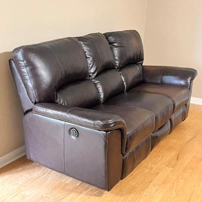 Brown Power Reclining Faux Leather Sofa ~*Read Details