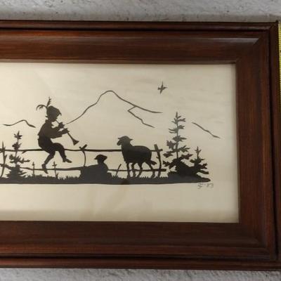 Scherenschnitte framed art and lampshade
