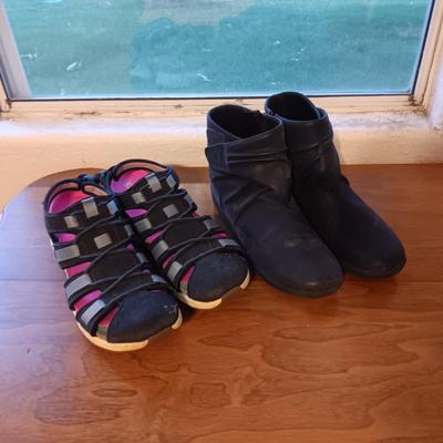 LADIES CLARKS ASICS AND SHORT BOOTS BOTH SIZE 10
