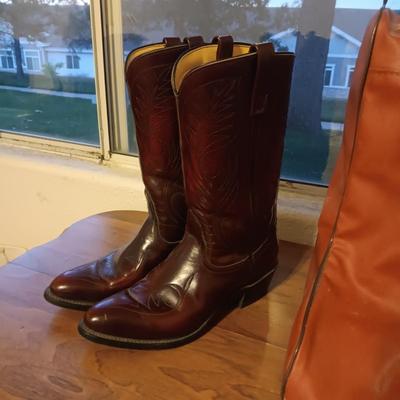 LADIES MASON LEATHER TOOLED WESTERN BOOTS SIZE 9C
