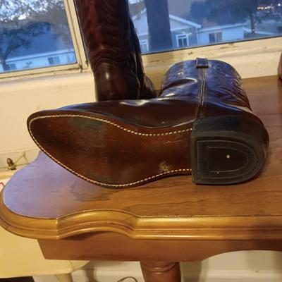 LADIES MASON LEATHER TOOLED WESTERN BOOTS SIZE 9C
