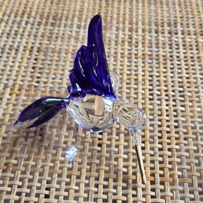 Glass and Crystal & Brass Small Decorative Hummingbirds