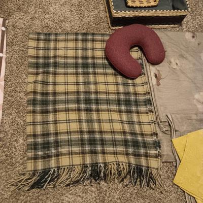 PENDLETON WOOL THROW BLANKET, WINDOW SWAGS, NECK PILLOW AND MORE