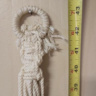 Macrame Plant Holder with Orange Beads