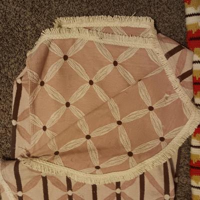 ROSE THROW PILLOW, CROCHETED THROW, TWIN SIZE BEDSPREAD AND BASKETS