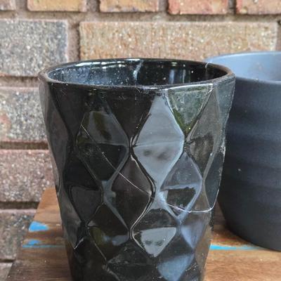 (2) Black Planters