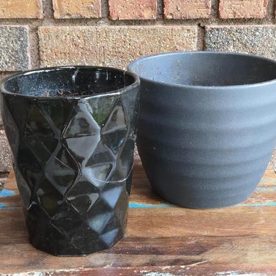 (2) Black Planters