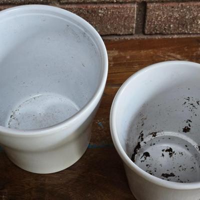 (2) White Ceramic Planters