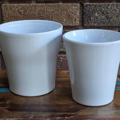 (2) White Ceramic Planters