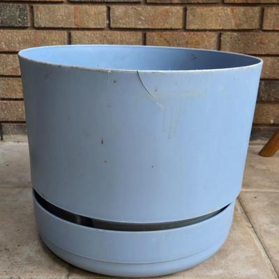 Large Blue Plastic Planter
