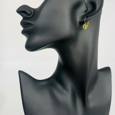 10K Gold PERIDOT Leverback Earring
