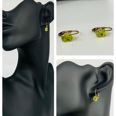 10K Gold PERIDOT Leverback Earring