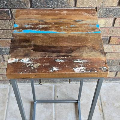 Wood Top with Metal Base Plant Stand