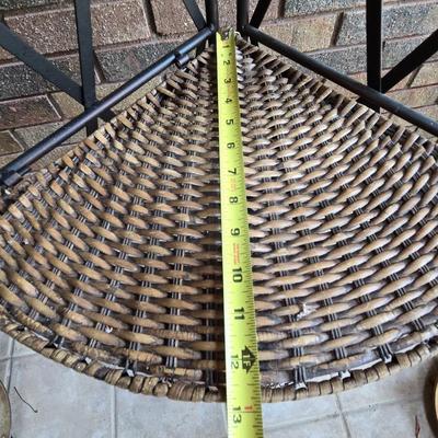 Foldable Wicker and Metal Corner Shelf or Plant Stand