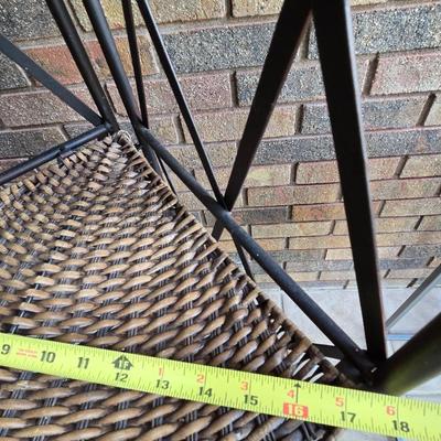 Foldable Wicker and Metal Corner Shelf or Plant Stand