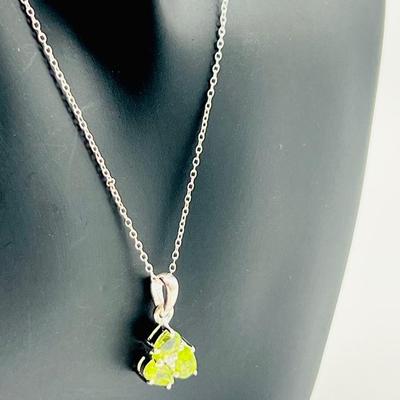 Diamond & Peridots Necklace 925 Silver