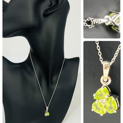 Diamond & Peridots Necklace 925 Silver