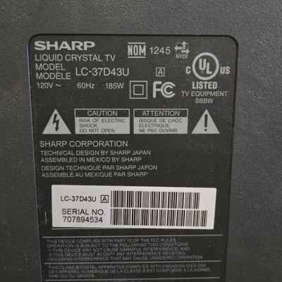 37" Sharp Liquid Crystal TV