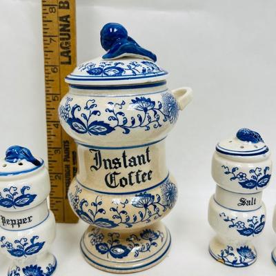 Arnate Blue Onion Ceramic Spice Jars and Coffee Jar, blue & white