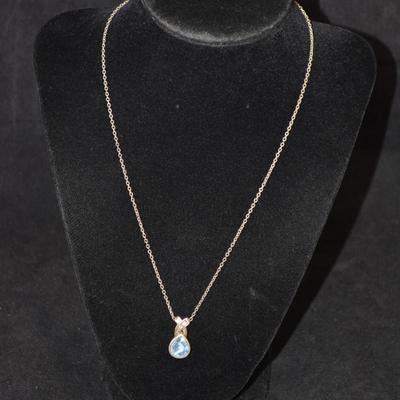 925 Sterling Pendant w/ Opal & Diamond Chip, Sterling Chain 18”, 4.0g