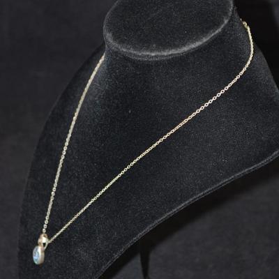 925 Sterling Pendant w/ Opal & Diamond Chip, Sterling Chain 18”, 4.0g