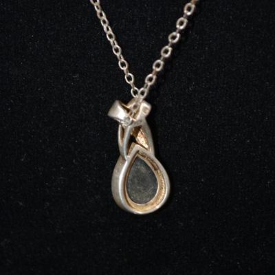 925 Sterling Pendant w/ Opal & Diamond Chip, Sterling Chain 18”, 4.0g