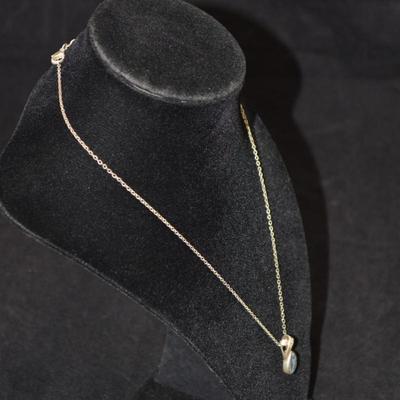 925 Sterling Pendant w/ Opal & Diamond Chip, Sterling Chain 18”, 4.0g