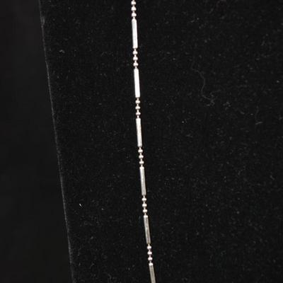 925 Sterling Bar & Bead Necklace 24”, 4.9g