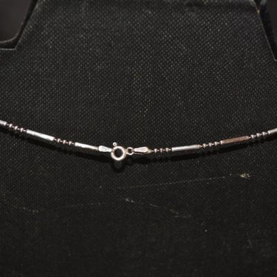 925 Sterling Bar & Bead Necklace 24”, 4.9g