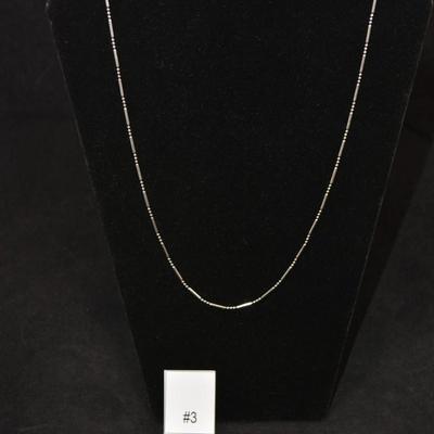 925 Sterling Bar & Bead Necklace 24”, 4.9g