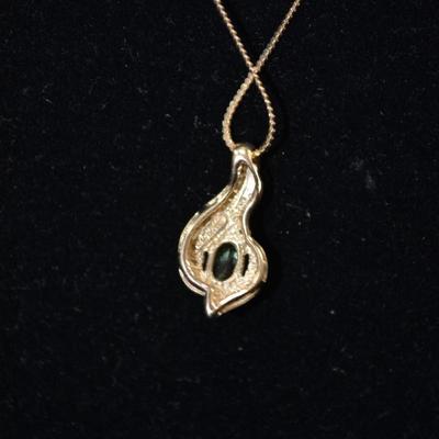 10k Gold Chain w/ 10k Peridot Pendant 20”, 2.4g