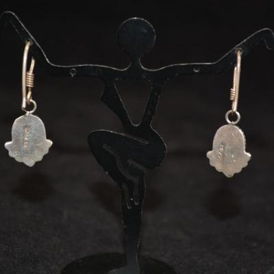 925 Sterling Drop Earrings w/ Malachite 3.7g