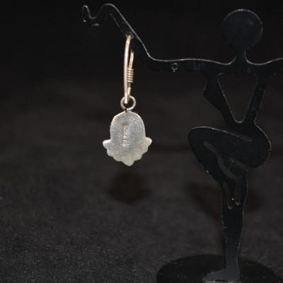 925 Sterling Drop Earrings w/ Malachite 3.7g