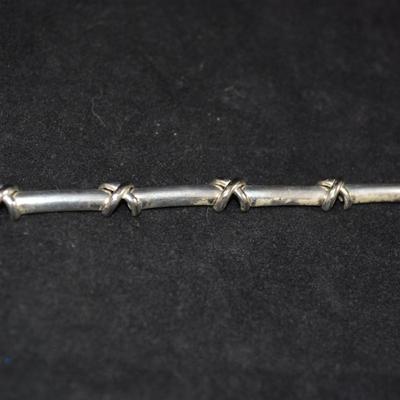 925 Sterling Bar Link Clasp Bracelet 7”, 13.9g