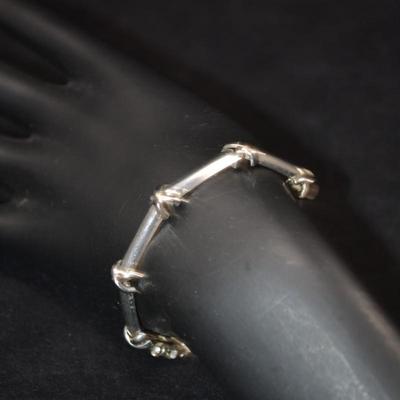 925 Sterling Bar Link Clasp Bracelet 7”, 13.9g