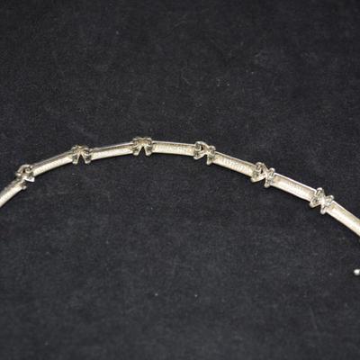 925 Sterling Bar Link Clasp Bracelet 7”, 13.9g