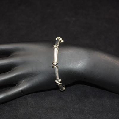 925 Sterling Bar Link Clasp Bracelet 7”, 13.9g