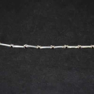 925 Sterling Bar Link Clasp Bracelet 7”, 13.9g