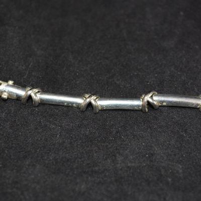925 Sterling Bar Link Clasp Bracelet 7”, 13.9g
