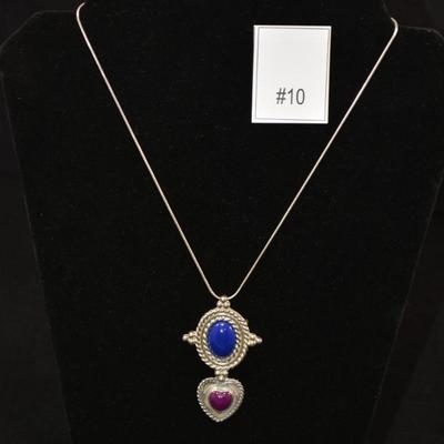 Sterling Heart Brooch/Pendant w/ 925 Snake Chain 18”, 28.8g