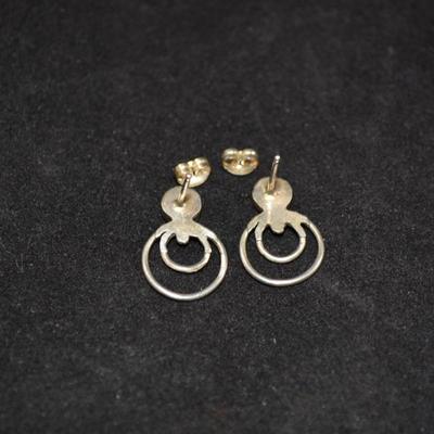 Sterling Drop Earrings w/ Turquoise, 925 Sterling Backs 2.1g