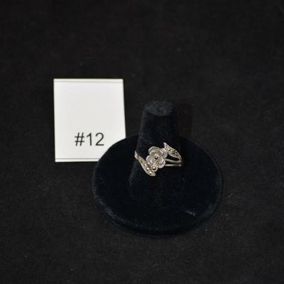 Vintage 925 Sterling Marcasite Rose Ring Size 9, 2.4g
