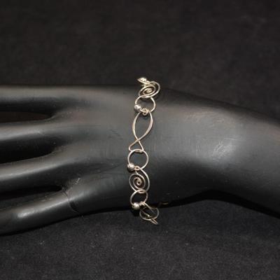 925 Sterling Fish Link Bracelet 8”, 6.2g