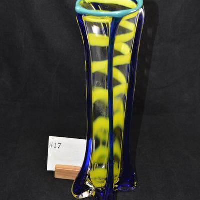 Vintage MCM Striped Layered Vase 15”