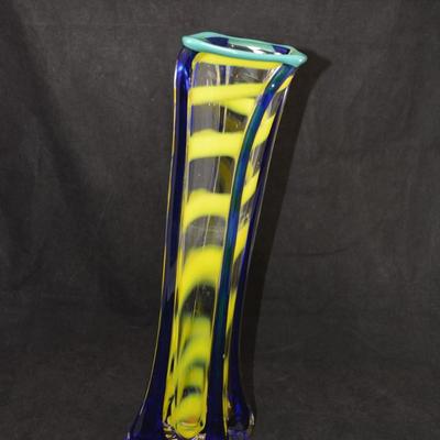 Vintage MCM Striped Layered Vase 15”