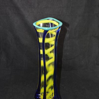 Vintage MCM Striped Layered Vase 15”