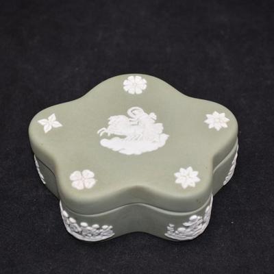 Vintage WEDGWOOD Jasperware Spruce Green Trinket Dish 4”
